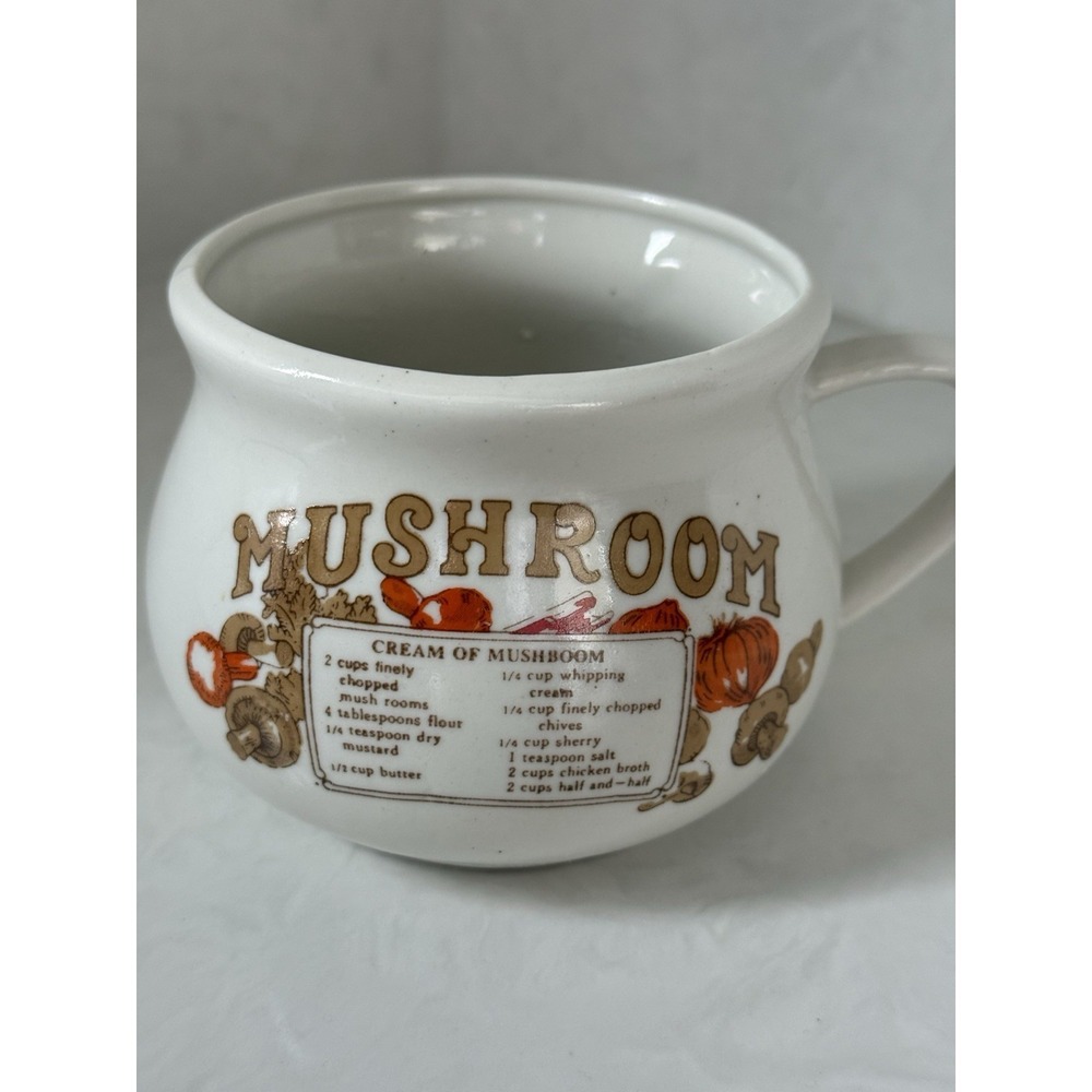 Vintage Dat'l Do-It Cream Of Mushroom Soup Recipe Mug 1970s Retro Cottagecore